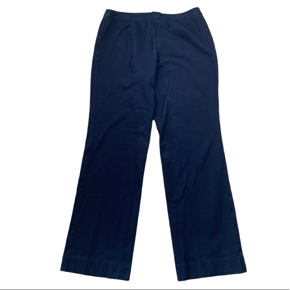 St. John Sport Navy Cotton High Waisted Wide Leg Trouser Pants - Picture 3 of 10
